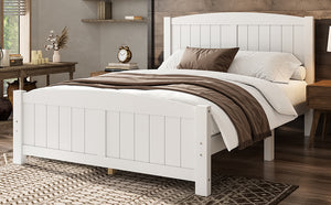 English Elm Full Metal Loft Bed with Sturdy Frame, Easy-Climb Ladder, Guardrails & Underbed Storage Space Light White W1580P374310