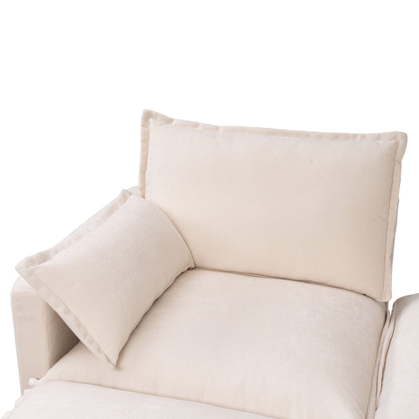 English Elm 93.31" Modular L-shaped Sectional with Movable Ottoman Chenille 4-seat Living Room Sofa Beige W2795S00034