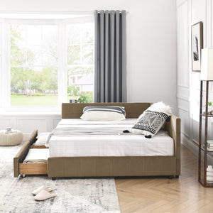 English Elm Full Size Upholstered Tufted Bed Frame - Stylish Sofa Bed With Storage, Brown Velvet Elegance W487S00307