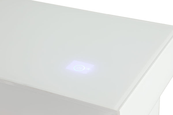 English Elm Contemporary TV Stand with Built-In Electric Fireplace, Heater, Glass Shelves & Modern Mixed-Material Finish White 60 L x 17 W x 44 H B2741P398853