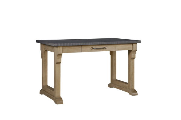 English Elm Cement Cashew Kitchen Island with Durable Cement Top, Hickory Veneer Finish, Drawer & Carved Base B2699P383328