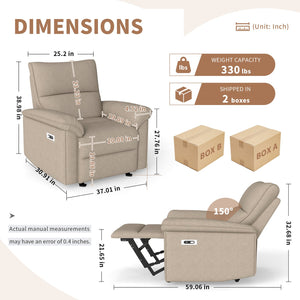 English Elm Power Lift Recliner Velvet Chair with Extended Footrest and Cup Holders for Elderly W1028S00062