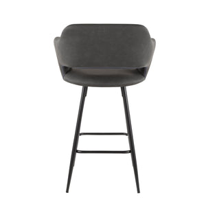 English Elm Margarite Contemporary Counter Stools Set Of 2 In Grey Faux Leather & Black Metal - Ergonomic Design B202P222356