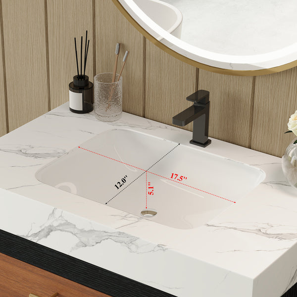 English Elm Modern Freestanding Vanity with Vessel Sink Sintered Stone Top and Gold Steel Legs W3136S00053
