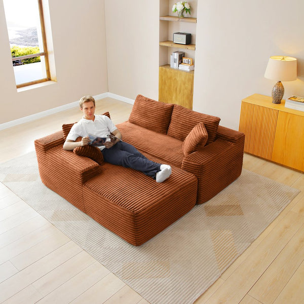 English Elm 105'' Modular Cloud Sectional with Deep Seats Corduroy Upholstery for Living Rooms W1117S00333