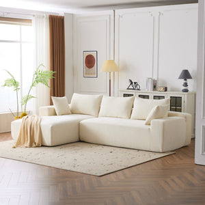 English Elm 108*68 Extra-Deep Modular Chenille Sofa - Cloud Comfort For 4, Fully Assembled White Sectional W1829S00060