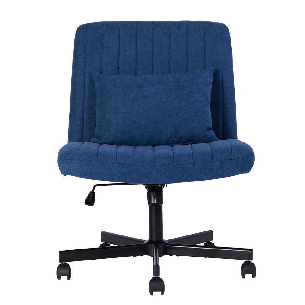 English Elm Modern Linen Blue Criss Cross Office Chair with Ergonomic Support, Adjustable Height, Swivel & Pillow W3394P329159
