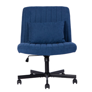 English Elm Modern Linen Blue Criss Cross Office Chair with Ergonomic Support, Adjustable Height, Swivel & Pillow W3394P329159