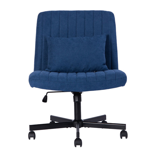English Elm Modern Linen Blue Criss Cross Office Chair with Ergonomic Support, Adjustable Height, Swivel & Pillow W3394P329159