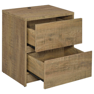 English Elm Geary Mango 2-Drawer Nightstand with LED Light, Dual Outlet, USB-A & USB-C Charging Ports, Compact Wood-Grain Storage B062P375561