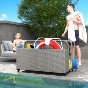 English Elm Outsunny Pe Rattan Outdoor Pool Float Organizer with Rolling Wheels Resort Style W2225P485590