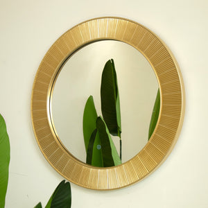 English Elm 31'' Cyclis Mirror with Thick PU Frame, Backlit LED Strip, Touch Dimmer, Three Color Temps, Luxurious Wall Accent Golden,Silver W2615P346496