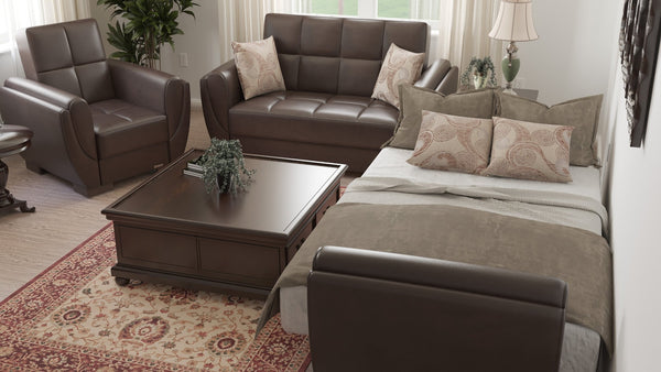 English Elm Primenest Skyhaven Convertible Armchair With Storage - Stylish Brown Pu Leather For Small Spaces B030P286177-GIGA