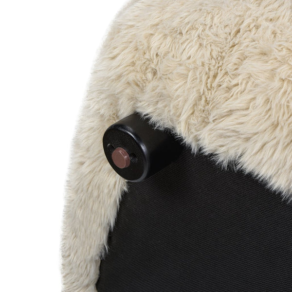 English Elm Jennifer Taylor Home - Summit 83" Faux Sheepskin Overstuffed Sofa in Cream Beige Faux Fur — Luxe Mongolian Softness, Cozy Statement Piece B2719P238349