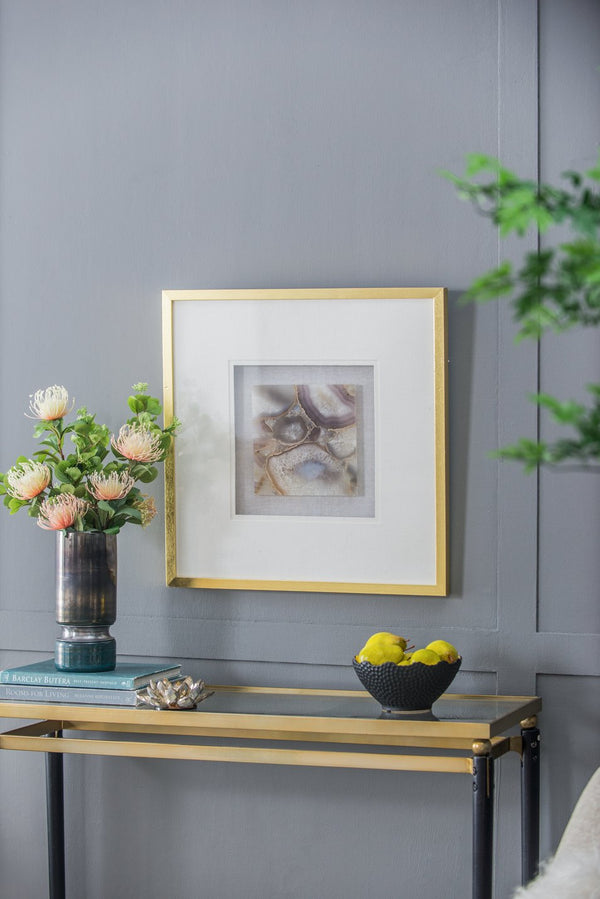 English Elm 23.6X23.6" Stunning Agate Shadow Box Wall Art - Elegant Metallic Frame & Unique Natural Texture W2078P318302