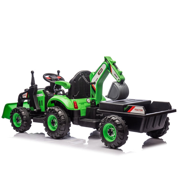 English Elm 24v Kids Electric Tractor with Swappable Construction Attachments and Parent Remote W1578P230013
