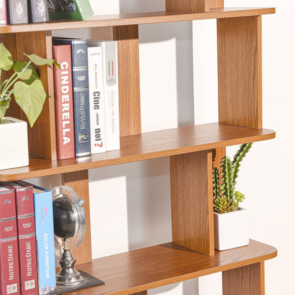 English Elm 31.5" Tall 5-tier Mdf Bookcase Slim Open Shelving Unit for Office Bedroom Living Room Dark Oak W2899P444153