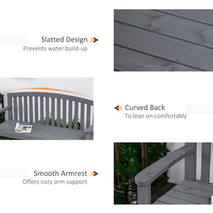 English Elm Outsunny 56" Classic Outdoor Two-Seater Wooden Bench With Backrest & Armrests For Patios & Gardens W2225P217577-GIGA