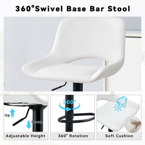 English Elm Set of 2 Pu Leather Barstools with Gold Footrest Curved Back for Kitchen Island White+Black W1151P383774
