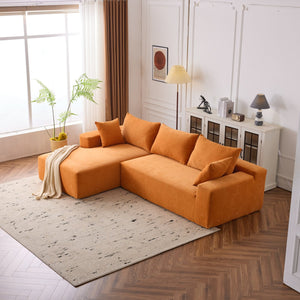 English Elm 108*68 Inch Extra-Deep Modular Sofa - Cozy Chenille Lounge For 4, No Assembly, Vibrant Orange Style W1829S00051