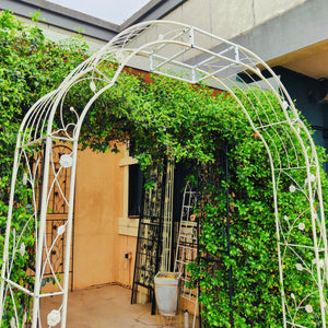 English Elm Metal Garden Arch Powder Coated Steel Trellis for Climbing Roses Outdoor Weddings Cream White W1586P268771