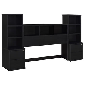 English Elm Geary Queen Bookcase Headboard Bedroom Set with Usb Charging Nightstands Black B062S01694