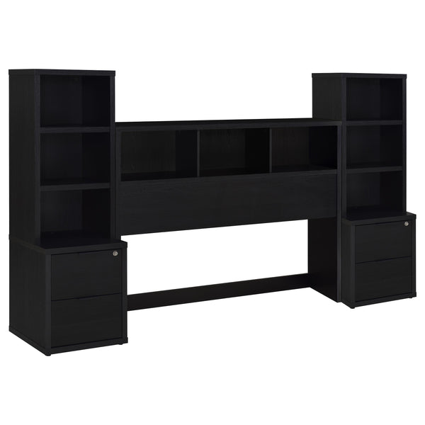 English Elm Geary Queen Bookcase Headboard Bedroom Set with Usb Charging Nightstands Black B062S01694
