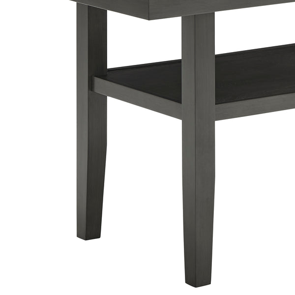 English Elm Luna Faux Marble Rectangular Dining Table with Storage Shelf Seats Six Gray Wood B2749P413405