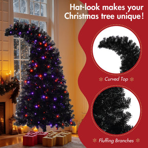 English Elm 6FT Black Artificial Christmas Tree with 250 LED Orange & Purple Lights, 900 Tips, UV-Resistant Indoor Decor PX283441AAA