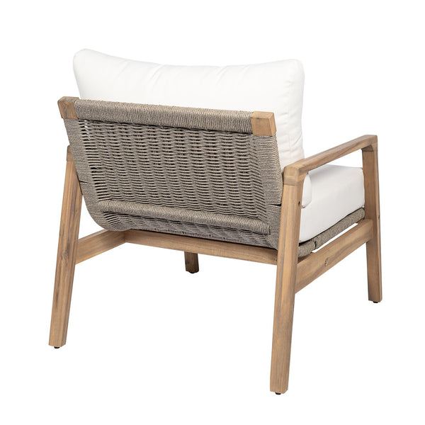 English Elm Outdoor Acacia Wood Rope Club Chair with Cushion for Coastal Patio Comfort N772P415592T