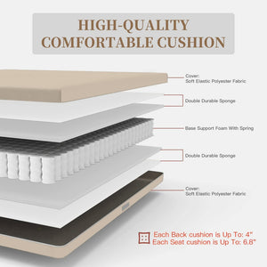 English Elm Outdoor Wicker Patio Furniture Set - Stylish 4-Piece All-Weather Sofa With Cushions & Pillows W1859S00087-GIGA