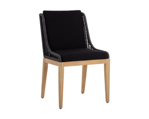 Sunpan Sorrento Dining Chair - Modern Outdoor Seating with Durable Teak Wood and Fade-Resistant Fabric Natural / Arashi Black