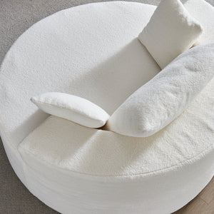 English Elm 55"l Teddy Fleece Round Chaise Chair Plush Foam Seating for Modern Living Rooms Beige W1669P368367