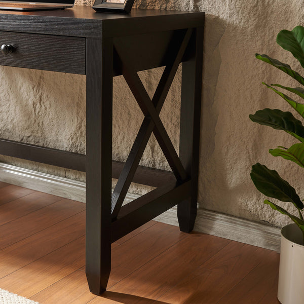 English Elm Home Office Desk - Classic Writing Table With X-Brace Leg Frame, Two Drawers, & Ample Workspace B107P302906