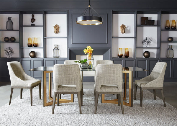 Sunpan Estrada Dining Chair - Elegant Design with Cutout Backrest, Light Grey Oak Legs for Stylish Comfort Naya Check Light Grey