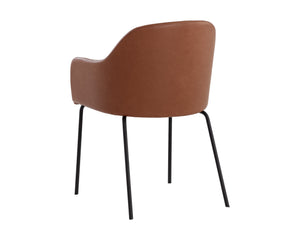 Sunpan Hensley Dining Armchair - Modern Urban Design with Faux Leather and Stylish Matte Black Legs Hazelnut