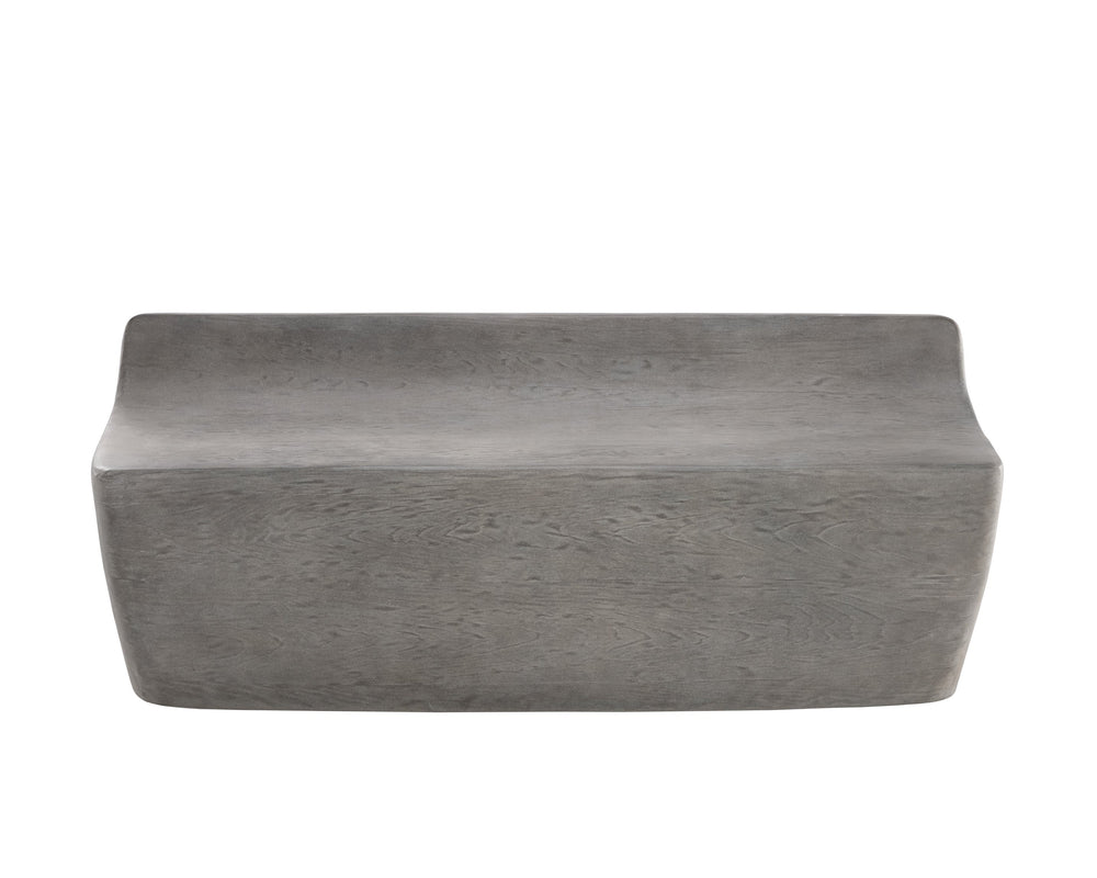 Sunpan Ledger Bench - Contemporary Sculpted Design in Sealed Concrete, Perfect for Indoor & Covered Outdoor Spaces Ash Grey Wood Look
