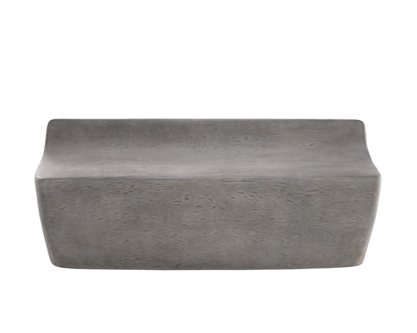 Sunpan Ledger Bench - Contemporary Sculpted Design in Sealed Concrete, Perfect for Indoor & Covered Outdoor Spaces Ash Grey Wood Look
