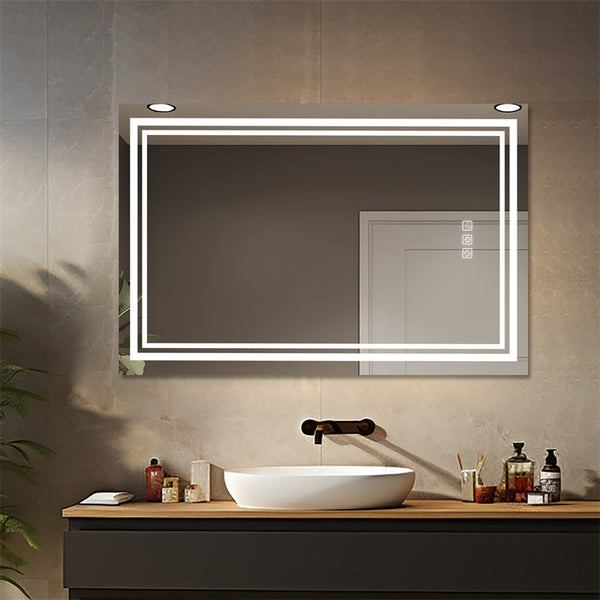 English Elm Bright Led Bathroom Mirror 48" X 36" - Dimmable Lighting, Quick Defog, Hd Reflection, Wall Mounted Elegance T3177P296168