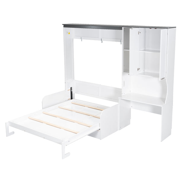 English Elm Multi-Functional Murphy Bed: Stylish Queen System With Sofa, Desk & Storage For Space-Saving Living N7090000606K