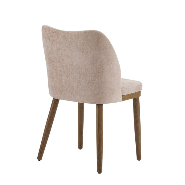 English Elm Dining Chair Set of 2 Mid-century Walnut Wood Frame Upholstered Seat and Back Apricot Cream N771P237036V
