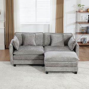 English Elm Cloud Loveseat Modern Sectional with Chenille Upholstery for a Cozy Living Space Gray W1143S00058