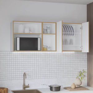 English Elm Corinto 59" Wide Two-Door Wall Cabinet with 4 Shelves, Drying Rack, Multi-Use Durable Finish B200P286937