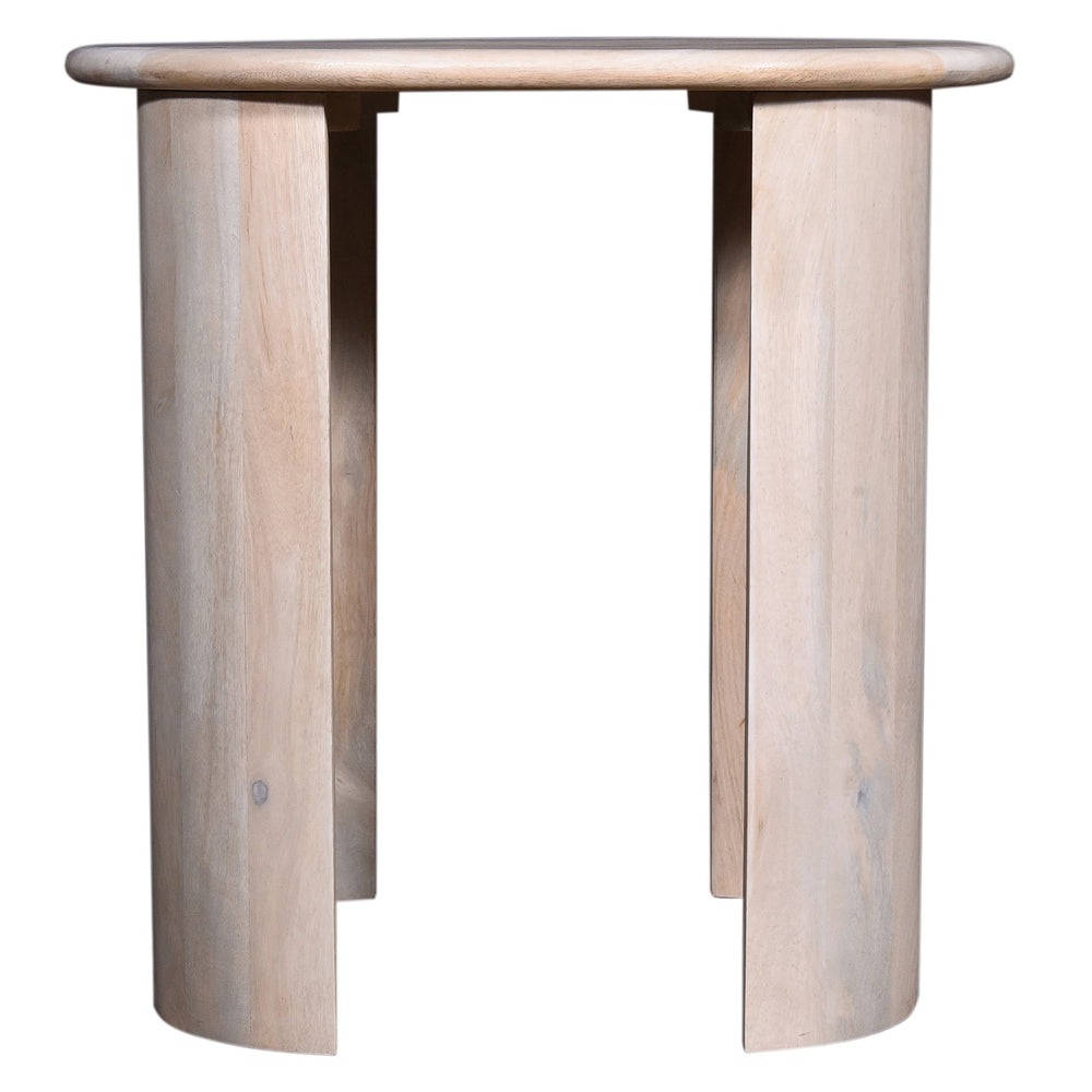 English Elm Rustic Oval Side Table in Oak Mango Wood Finish with Double Pedestal, Durable 24"L x18"W x24"H Accent B2741P286093