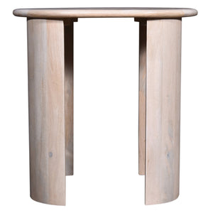 English Elm Rustic Oval Side Table in Oak Mango Wood Finish with Double Pedestal, Durable 24"L x18"W x24"H Accent B2741P286093