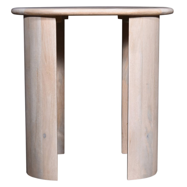 English Elm Rustic Oval Side Table in Oak Mango Wood Finish with Double Pedestal, Durable 24"L x18"W x24"H Accent B2741P286093