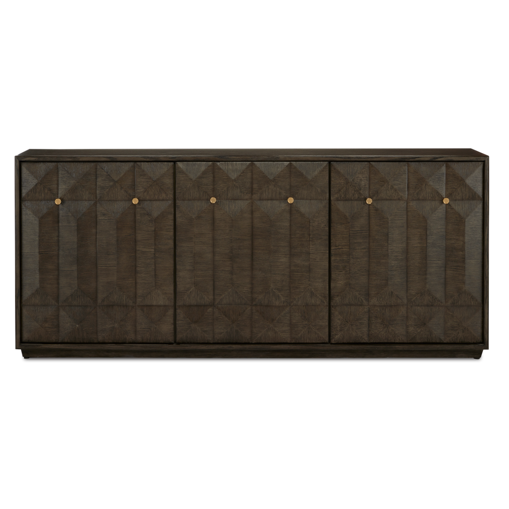 Kendall Dove Gray Credenza with Polished Brass Accents - Contemporary Storage for Modern Homes