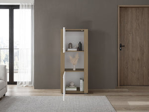 English Elm Dorneyville Open Shelf Bookcase with Closed Storage and Industrial Metal Rod Accents B092P474472
