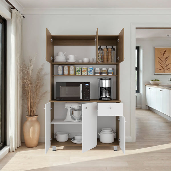 English Elm Everly Glass Front Double Door Wall Cabinet for Kitchen Display and Storage B128S00237