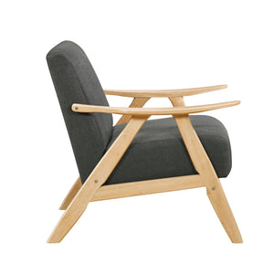 English Elm Modern Velvet Accent Chair with Dark Walnut Angular Frame, Streamlined Mid-Century Comfort Design Dark Gray,Natural 35.5 L x 25.5 W x 20 H B011P271956